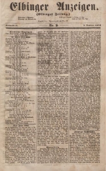 Elbinger Anzeigen, Nr. 2. Sonnabend, 5. Januar 1856