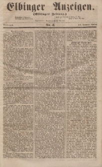 Elbinger Anzeigen, Nr. 5. Mittwoch, 16. Januar 1856