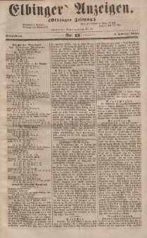Elbinger Anzeigen, Nr. 12. Sonnabend, 9. Februar 1856