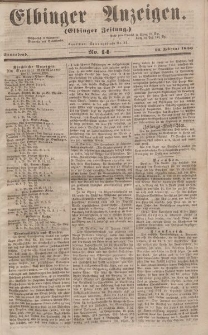 Elbinger Anzeigen, Nr. 14. Sonnabend, 16. Februar 1856