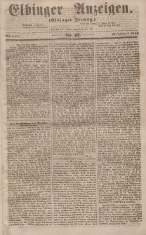 Elbinger Anzeigen, Nr. 17. Mittwoch, 27. Februar 1856