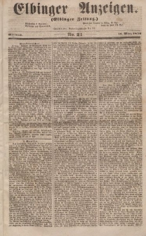Elbinger Anzeigen, Nr. 21. Mittwoch, 12. März 1856