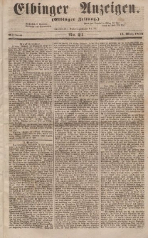 Elbinger Anzeigen, Nr. 21. Mittwoch, 12. März 1856