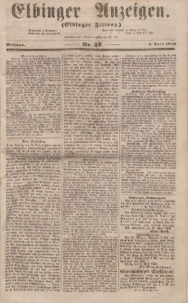 Elbinger Anzeigen, Nr. 27. Mittwoch, 2. April 1856