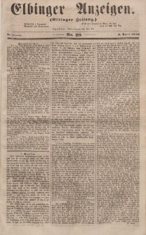 Elbinger Anzeigen, Nr. 29. Mittwoch, 9. April 1856