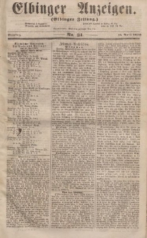Elbinger Anzeigen, Nr. 31. Dienstag, 15. April 1856