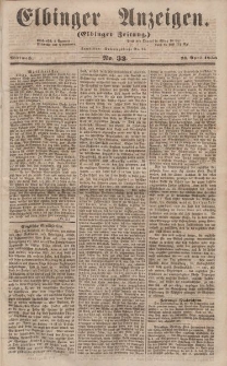 Elbinger Anzeigen, Nr. 33. Mittwoch, 23. April 1856