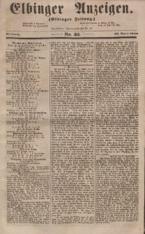Elbinger Anzeigen, Nr. 35. Mittwoch, 30. April 1856