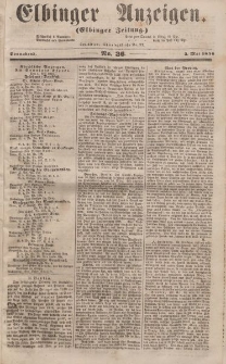 Elbinger Anzeigen, Nr. 36. Sonnabend, 3. Mai 1856