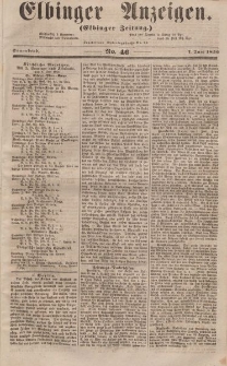 Elbinger Anzeigen, Nr. 46. Sonnabend, 7. Juni 1856