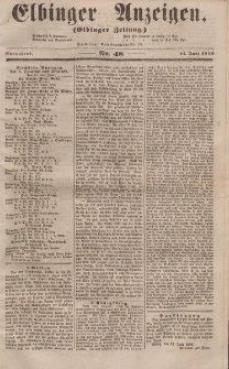 Elbinger Anzeigen, Nr. 48. Sonnabend, 14. Juni 1856