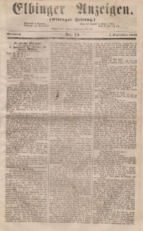 Elbinger Anzeigen, Nr. 71. Mittwoch, 3. September 1856
