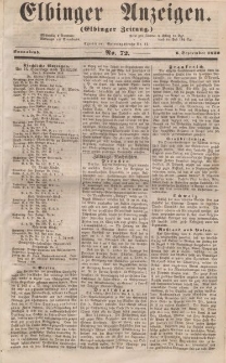 Elbinger Anzeigen, Nr. 72. Sonnabend, 6. September 1856