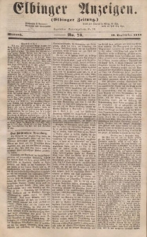 Elbinger Anzeigen, Nr. 73. Mittwoch, 10. September 1856
