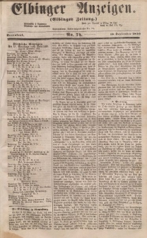 Elbinger Anzeigen, Nr. 74. Sonnabend, 13. September 1856