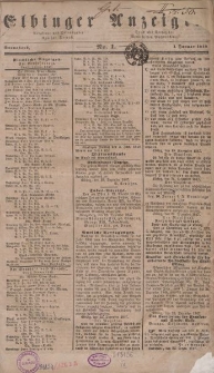 Elbinger Anzeigen, Nr. 1. Sonnabend, 1. Januar 1848