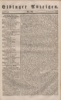 Elbinger Anzeigen, Nr. 73. Sonnabend, 9. September 1848