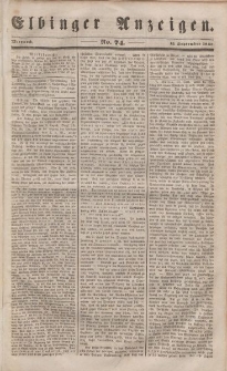 Elbinger Anzeigen, Nr. 74. Mittwoch, 13. September 1848