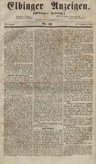 Elbinger Anzeigen, Nr. 13. Mittwoch, 14. Februar 1855