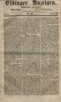 Elbinger Anzeigen, Nr. 62. Mittwoch, 1. August 1855