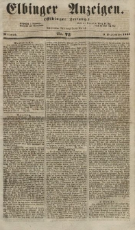 Elbinger Anzeigen, Nr. 72. Mittwoch, 5. September 1855