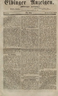 Elbinger Anzeigen, Nr. 74. Mittwoch, 12. September 1855