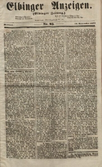 Elbinger Anzeigen, Nr. 93. Mittwoch, 14. November 1855