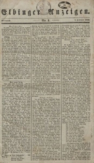 Elbinger Anzeigen, Nr. 1. Mittwoch, 3. Januar 1849