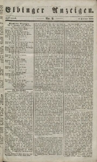 Elbinger Anzeigen, Nr. 2. Sonnabend, 6. Januar 1849