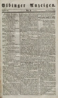 Elbinger Anzeigen, Nr. 4. Sonnabend, 13. Januar 1849
