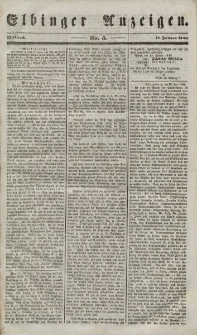 Elbinger Anzeigen, Nr. 5. Mittwoch, 17. Januar 1849