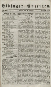 Elbinger Anzeigen, Nr. 6. Sonnabend, 20. Januar 1849