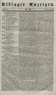 Elbinger Anzeigen, Nr. 12. Sonnabend, 10. Februar 1849