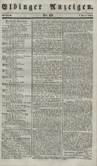 Elbinger Anzeigen, Nr. 27. Mittwoch, 4. April 1849