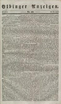 Elbinger Anzeigen, Nr. 43. Mittwoch, 30. Mai 1849