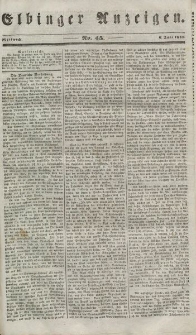 Elbinger Anzeigen, Nr. 45. Mittwoch, 6. Juni 1849