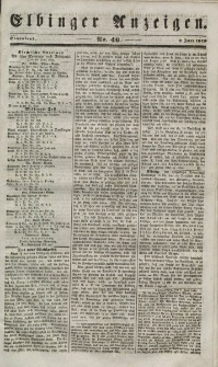 Elbinger Anzeigen, Nr. 46. Sonnabend, 9. Juni 1849