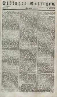 Elbinger Anzeigen, Nr. 49. Mittwoch, 20. Juni 1849