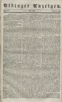 Elbinger Anzeigen, Nr. 61. Mittwoch, 1. August 1849