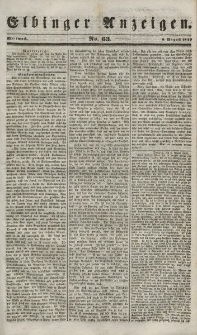 Elbinger Anzeigen, Nr. 63. Mittwoch, 8. August 1849