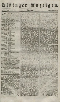 Elbinger Anzeigen, Nr. 64. Sonnabend, 11. August 1849