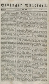 Elbinger Anzeigen, Nr. 67. Mittwoch, 22. August 1849