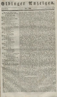 Elbinger Anzeigen, Nr. 70. Sonnabend, 1. September 1849