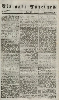 Elbinger Anzeigen, Nr. 73. Mittwoch, 12. September 1849
