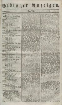 Elbinger Anzeigen, Nr. 74. Sonnabend, 15. September 1849