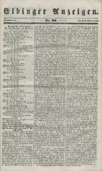 Elbinger Anzeigen, Nr. 90. Sonnabend, 10. November 1849