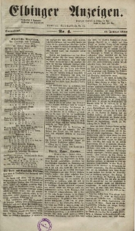 Elbinger Anzeigen, Nr. 4. Sonnabend, 11. Januar 1851
