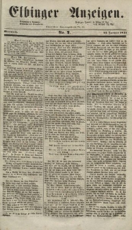 Elbinger Anzeigen, Nr. 7. Mittwoch, 22. Januar 1851