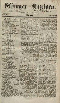 Elbinger Anzeigen, Nr. 10. Sonnabend, 1. Februar 1851