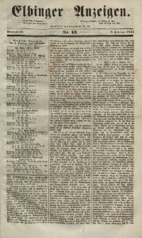 Elbinger Anzeigen, Nr. 12. Sonnabend, 8. Februar 1851